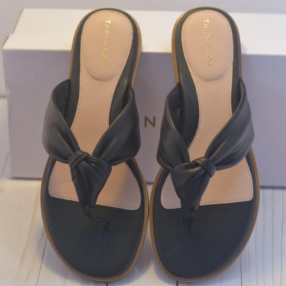 Taryn Rose Black Leather Thong Shoe Women's Sz 8.5 - Picture 4 of 4